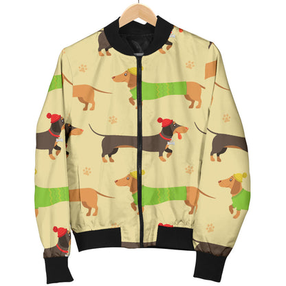 Dachshund Pattern Print Design 06 Men Bomber Jacket