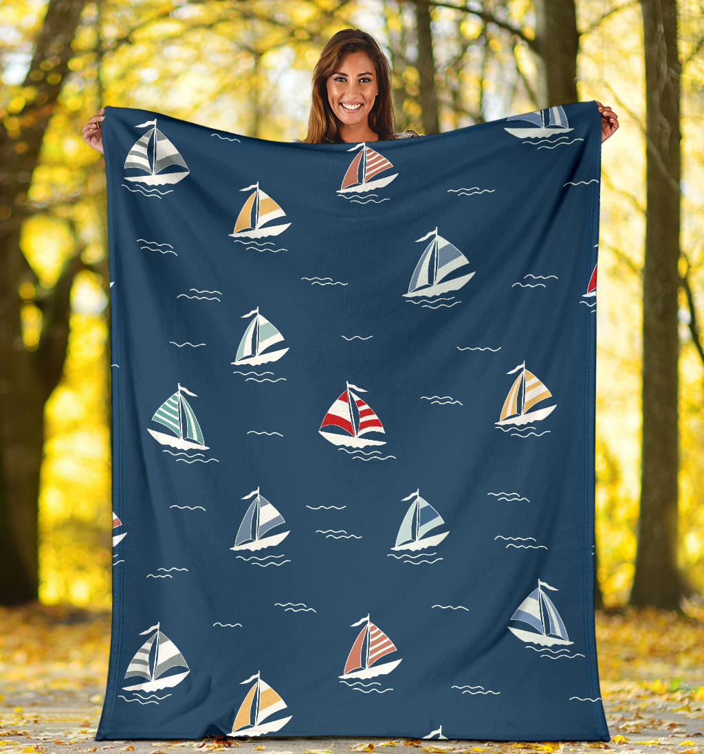 Sailing Ships Pattern Print Design A02 Premium Blanket