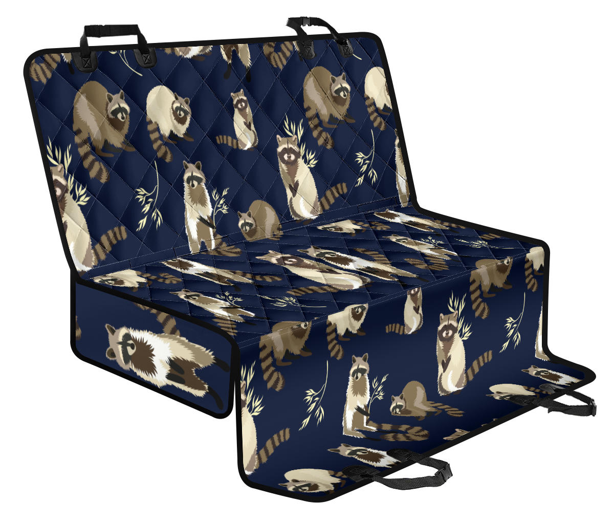 Raccoon Pattern Print Design A06 Rear Dog Car Seat Cover Hammock
