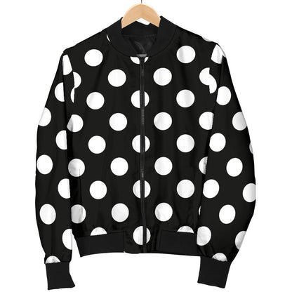 Polka Dot Black White Pattern Print Design 03 Men Bomber Jacket