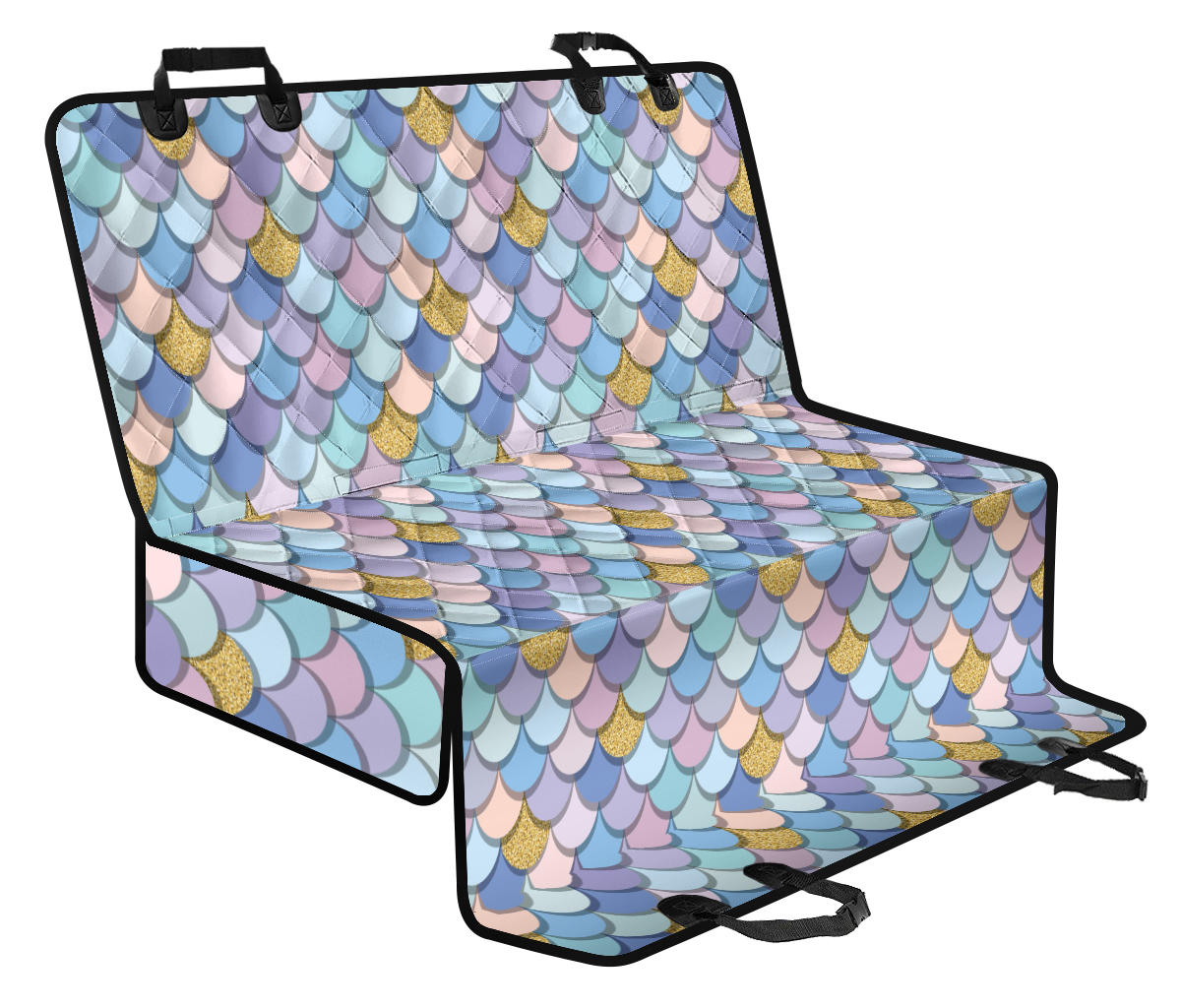 Mermaid Scales Pattern Print Design 05 Rear Dog Car Seat Cover Hammock