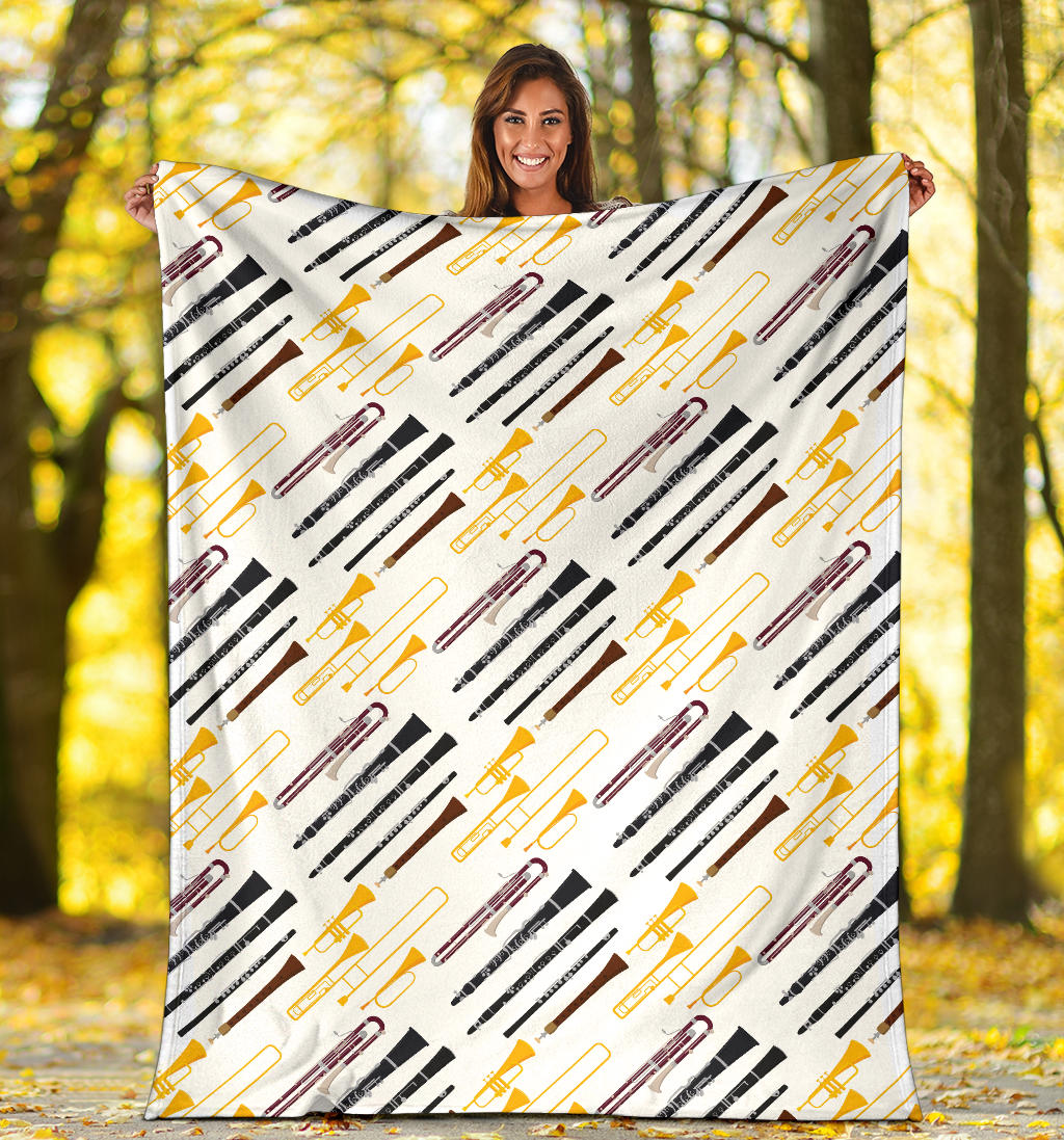 Clarinet Pattern Print Design 01 Premium Blanket