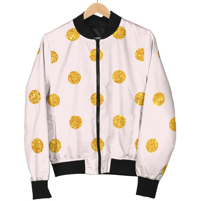 Polka Dot Gold Pink Pattern Print Design 01 Men Bomber Jacket