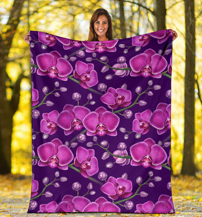 Orchid Pattern Print Design A03 Premium Blanket