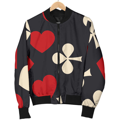 Poker Cards Pattern Print Design A02 Men Bomber Jacket