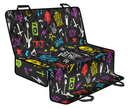 Rock and Roll Pattern Print Design A02 Rear Dog Car Seat Cover Hammock