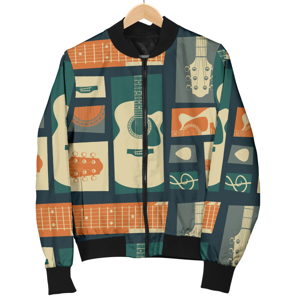 Acoustic Guitar Pattern Print Design 02 Men Bomber Jacket