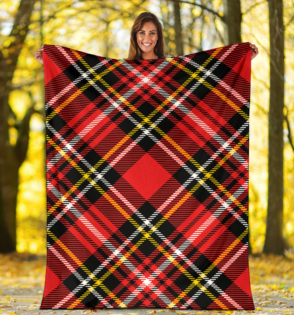 Plaid Red Pattern Print Design A03 Premium Blanket