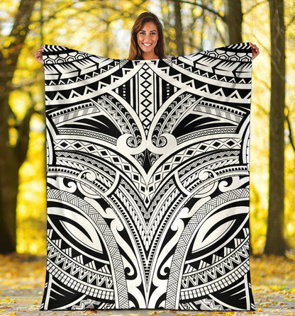 Maori Pattern Print Design 06 Premium Blanket