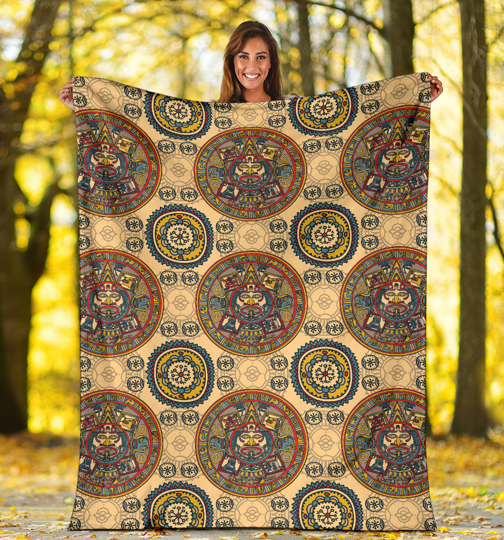 Calendar Aztec Pattern Print Design 02 Premium Blanket