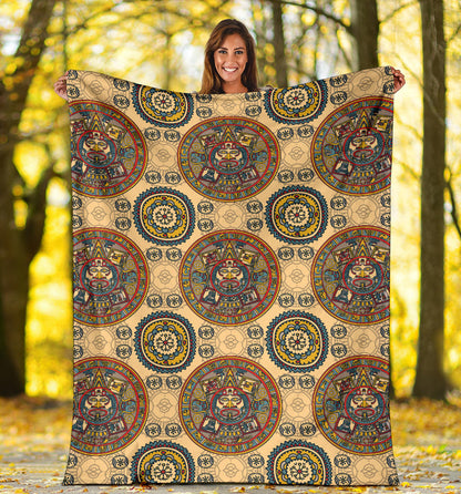 Calendar Aztec Pattern Print Design 02 Premium Blanket