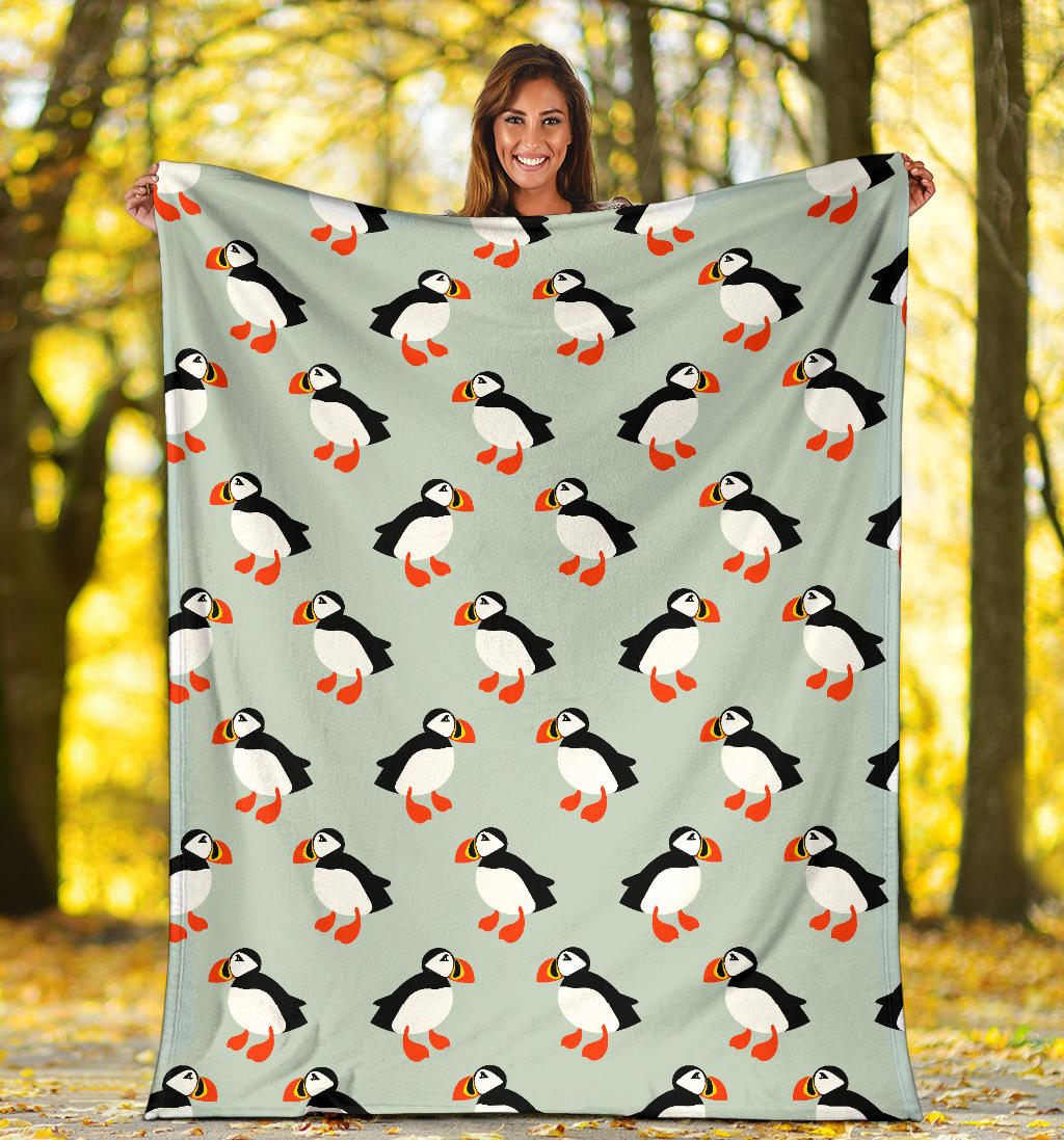 Puffin Pattern Print Design A03 Premium Blanket