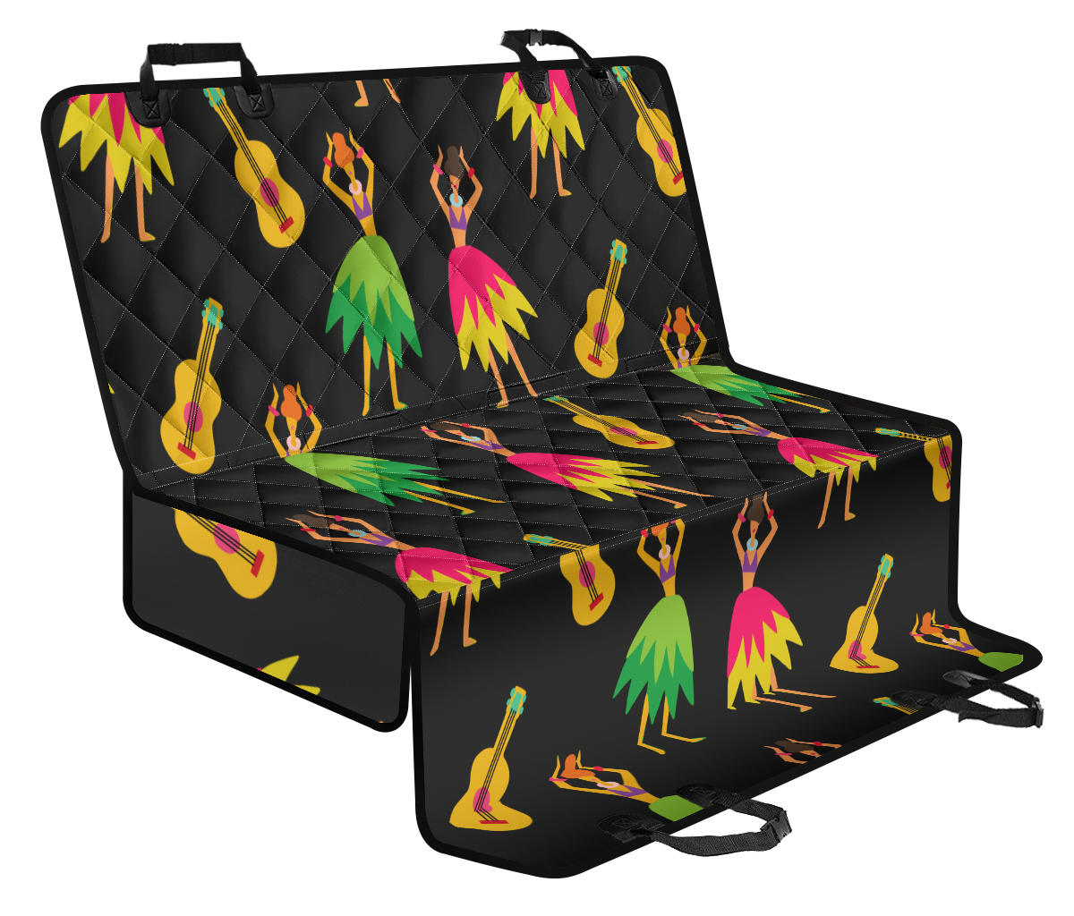 Hula Dancers Hawaiian Girl Pattern Print Design 03 Rear Dog Car Seat Cover Hammock