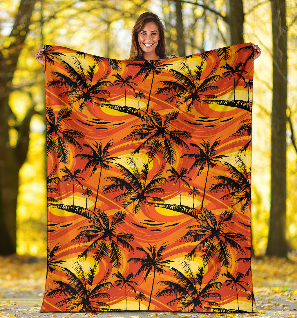 Palm Tree Pattern Print Design A02 Premium Blanket
