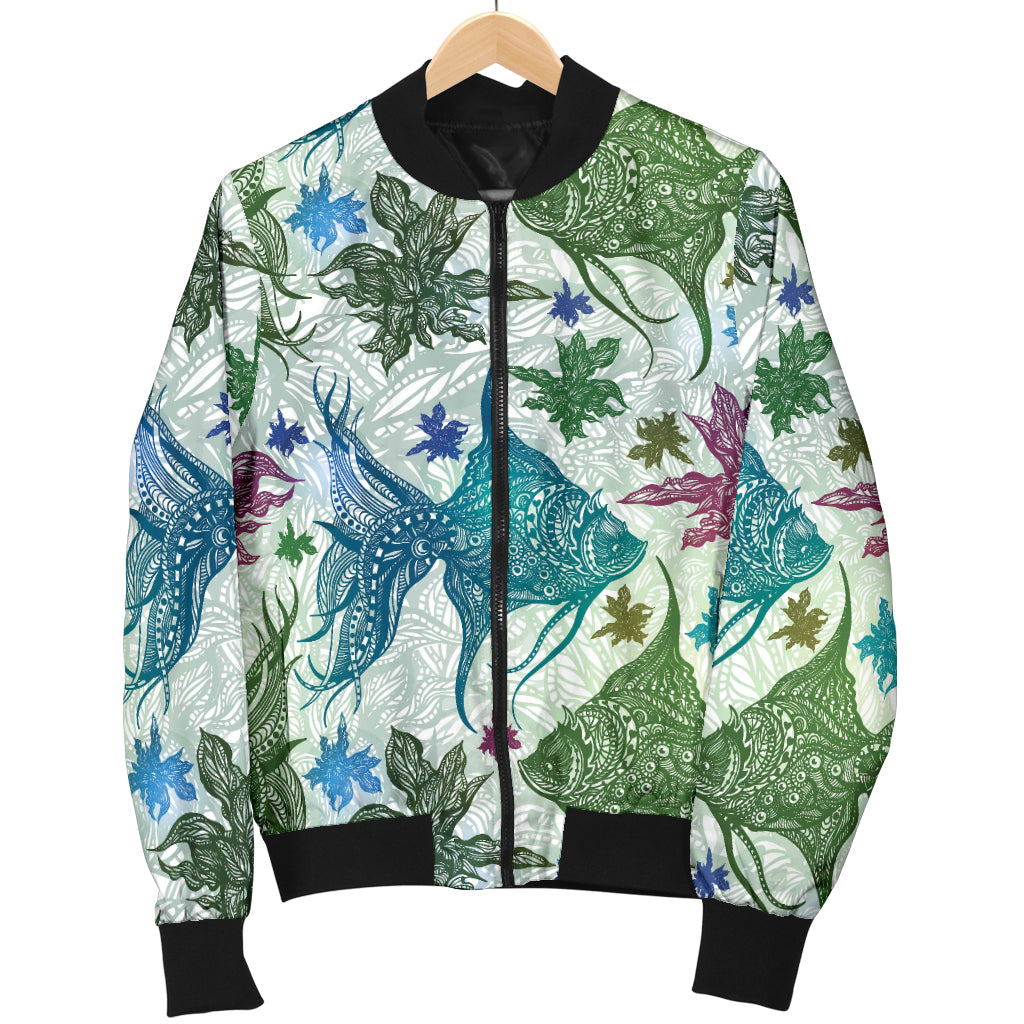 Angelfish Tribal Pattern Print Design 01 Men Bomber Jacket