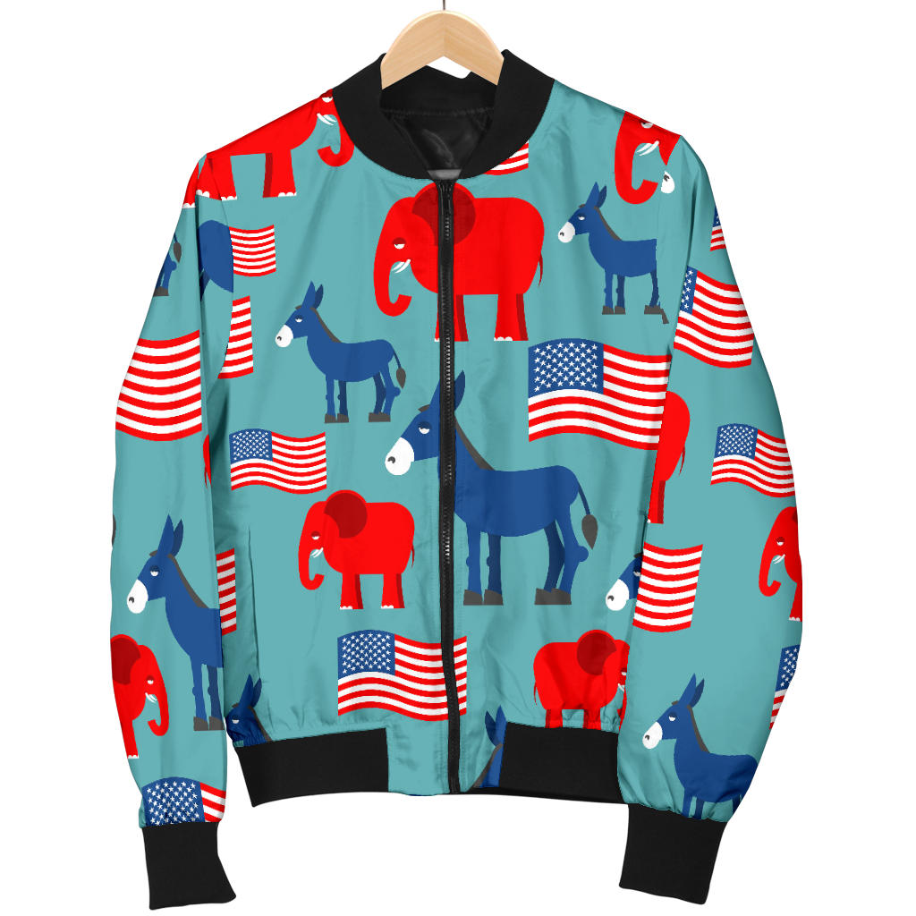 Donkey Red Elephant Pattern Print Design 03 Men Bomber Jacket
