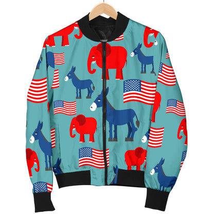 Donkey Red Elephant Pattern Print Design 03 Men Bomber Jacket
