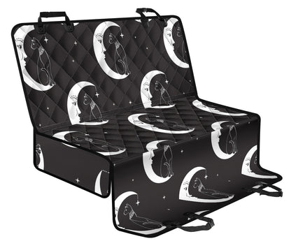 Moon with Cat Pattern Print Design 04 Rear Dog Car Seat Cover Hammock
