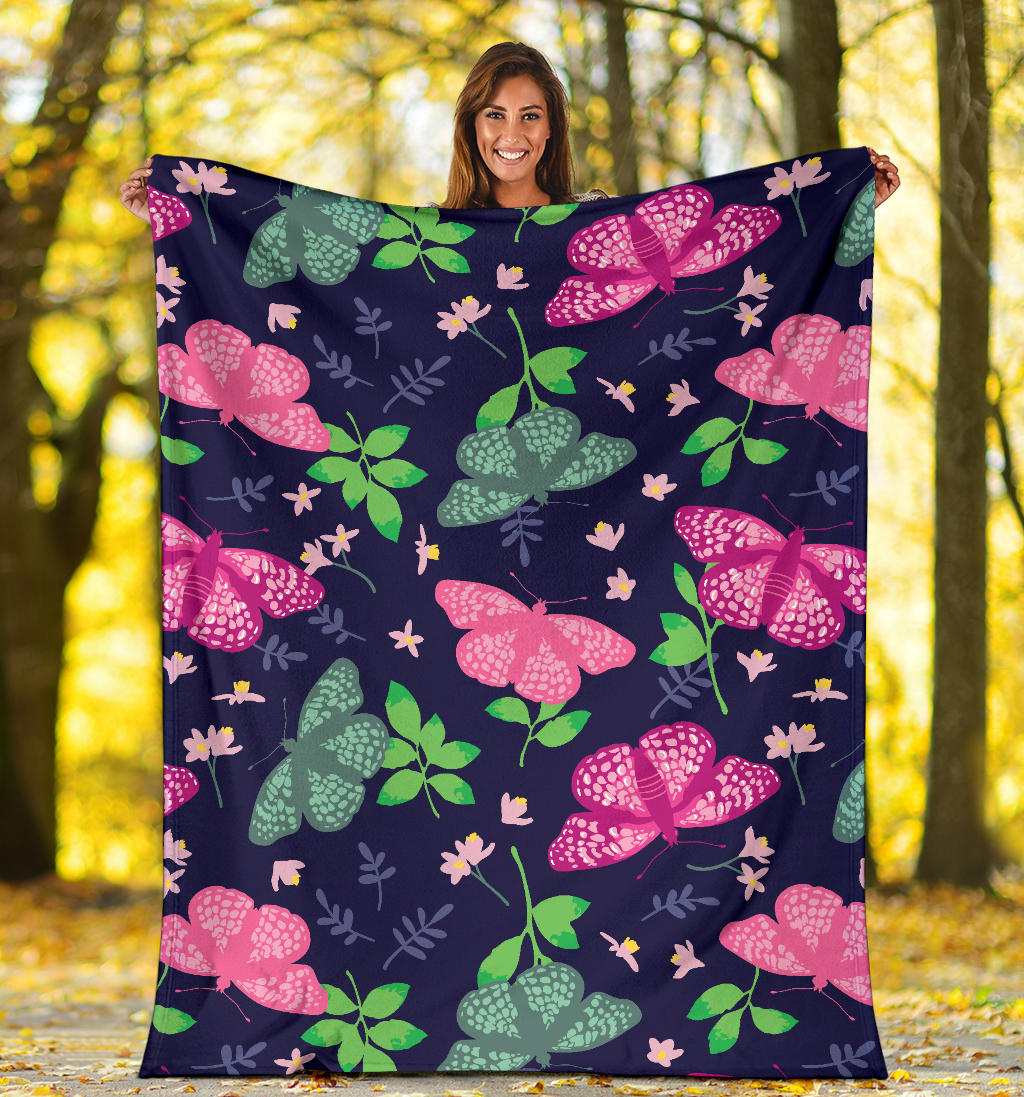 Monarch Butterfly Pattern Print Design 03 Premium Blanket