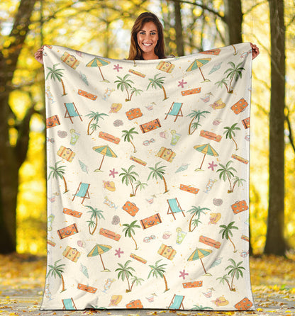 Beach Themed Pattern Print Design 05 Premium Blanket