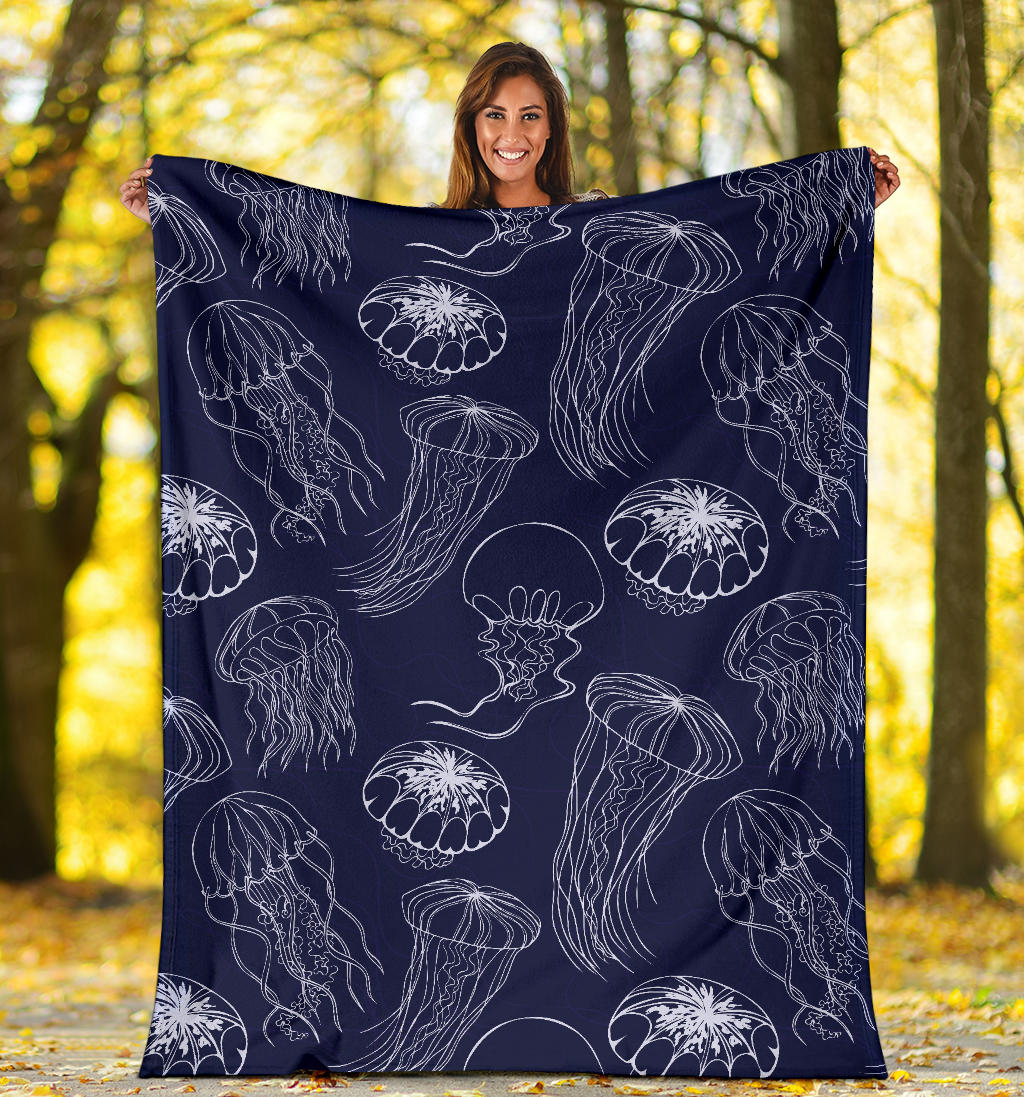 Jellyfish Pattern Print Design 05 Premium Blanket