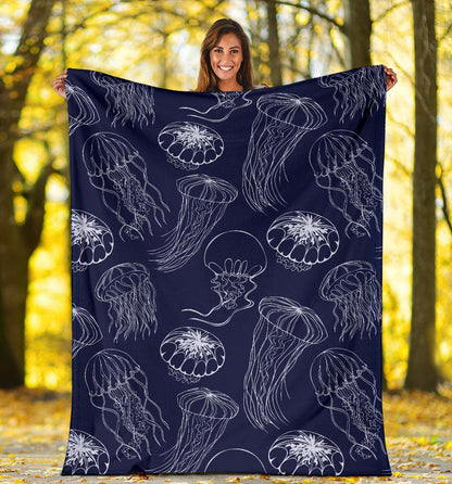 Jellyfish Pattern Print Design 05 Premium Blanket