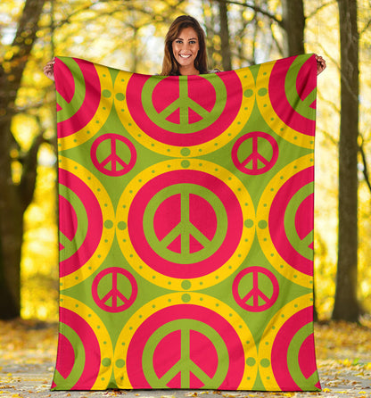 Peace Sign Pattern Print Design A01 Premium Blanket