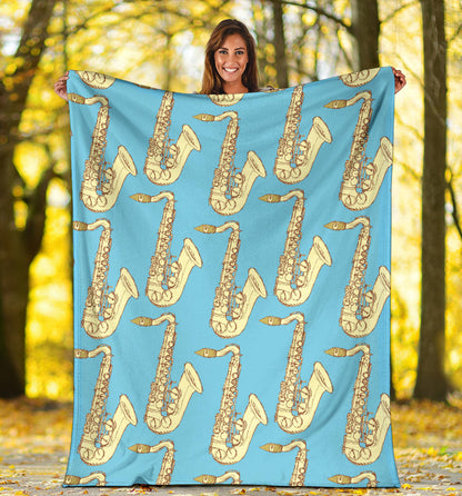 Saxophone Pattern Print Design 03 Premium Blanket