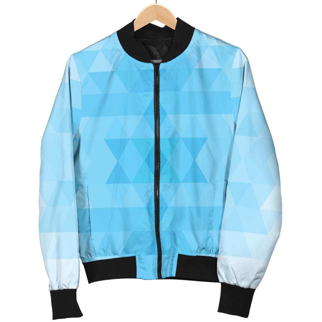 Geometric Blue Pattern Print Design 01 Men Bomber Jacket