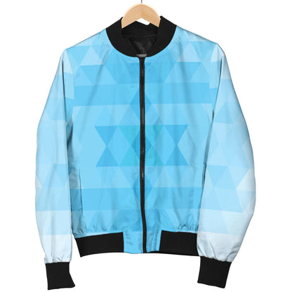 Geometric Blue Pattern Print Design 01 Men Bomber Jacket