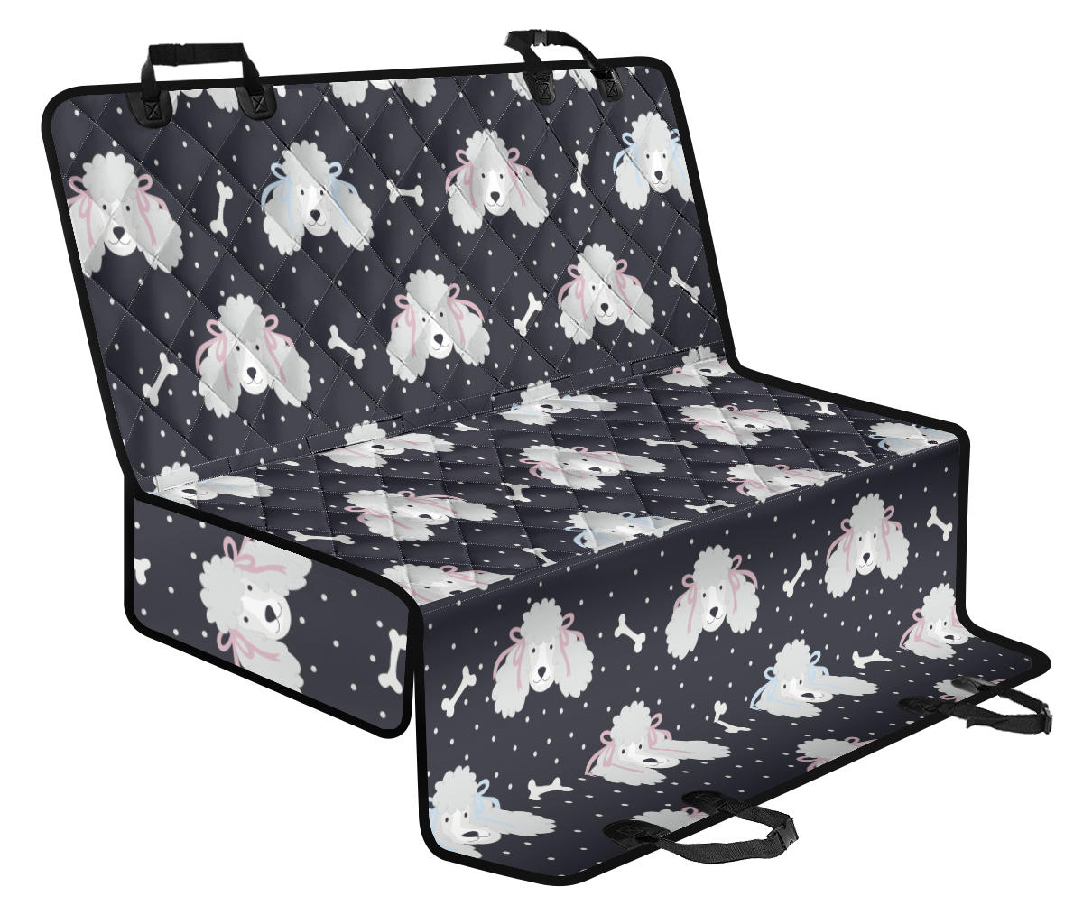Poodle Pattern Print Design A03 Rear Dog Car Seat Cover Hammock