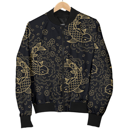 KOI Fish Pattern Print Design 02 Men Bomber Jacket