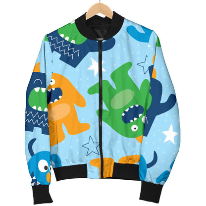 Monster Cartoon Pattern Print Design 04 Men Bomber Jacket