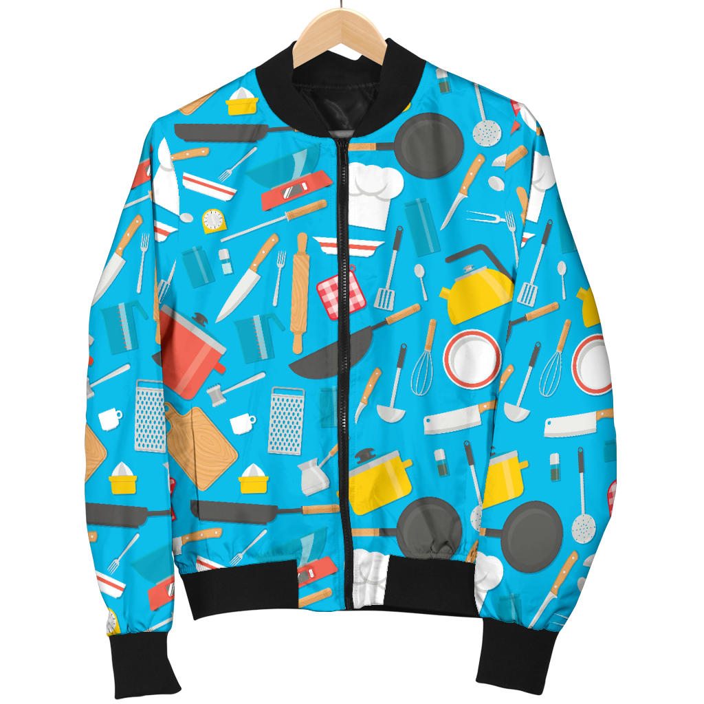 Cooking Kitchen Tools Pattern Print Design 03 Men Bomber Jacket