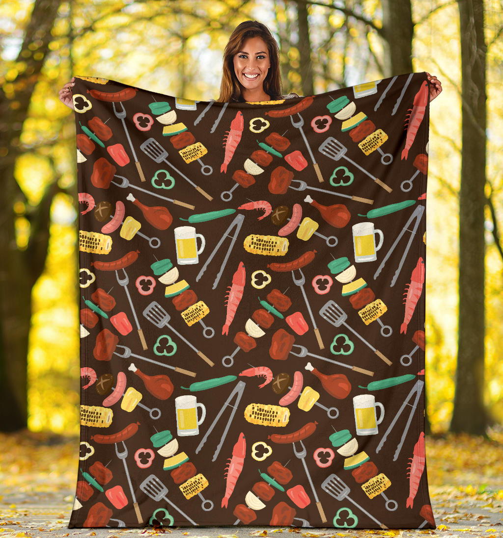 Barbecue Pattern Print Design 05 Premium Blanket