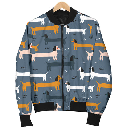 Dachshund Pattern Print Design 012 Men Bomber Jacket