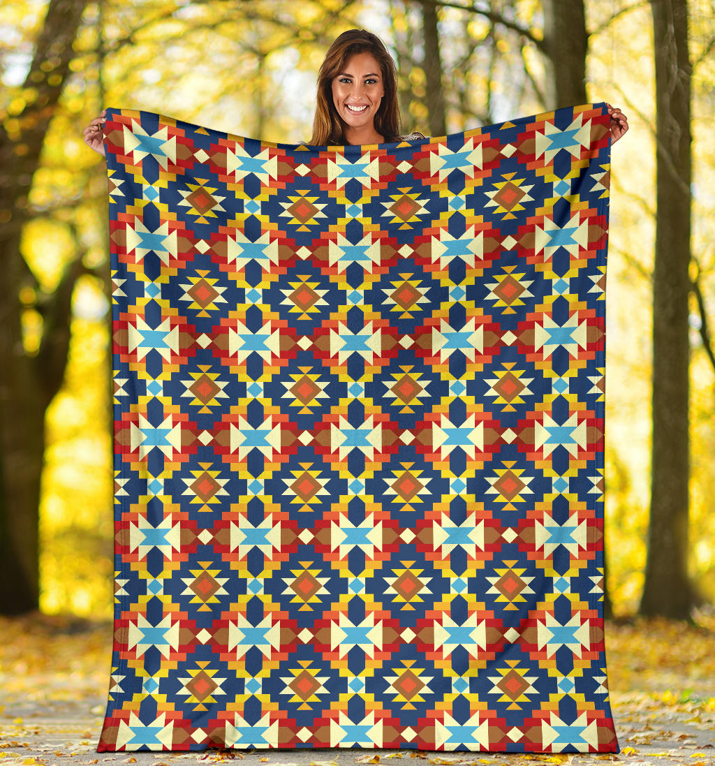 Aztec Pattern Print Design 01 Premium Blanket