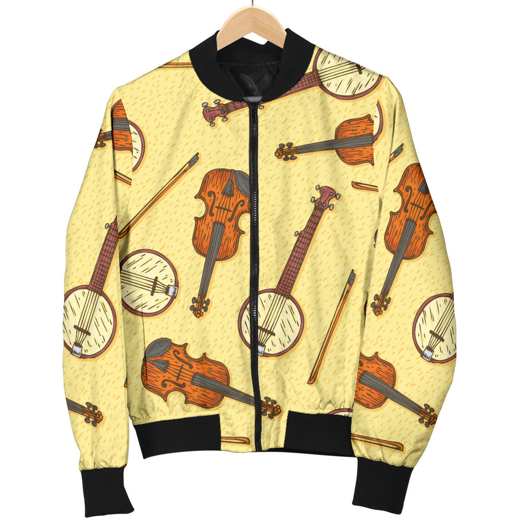 Banjo Violin Pattern Print Design 01 Men Bomber Jacket