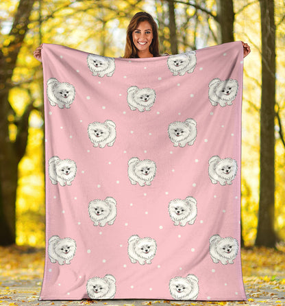 Pomeranians Pattern Print Design A02 Premium Blanket