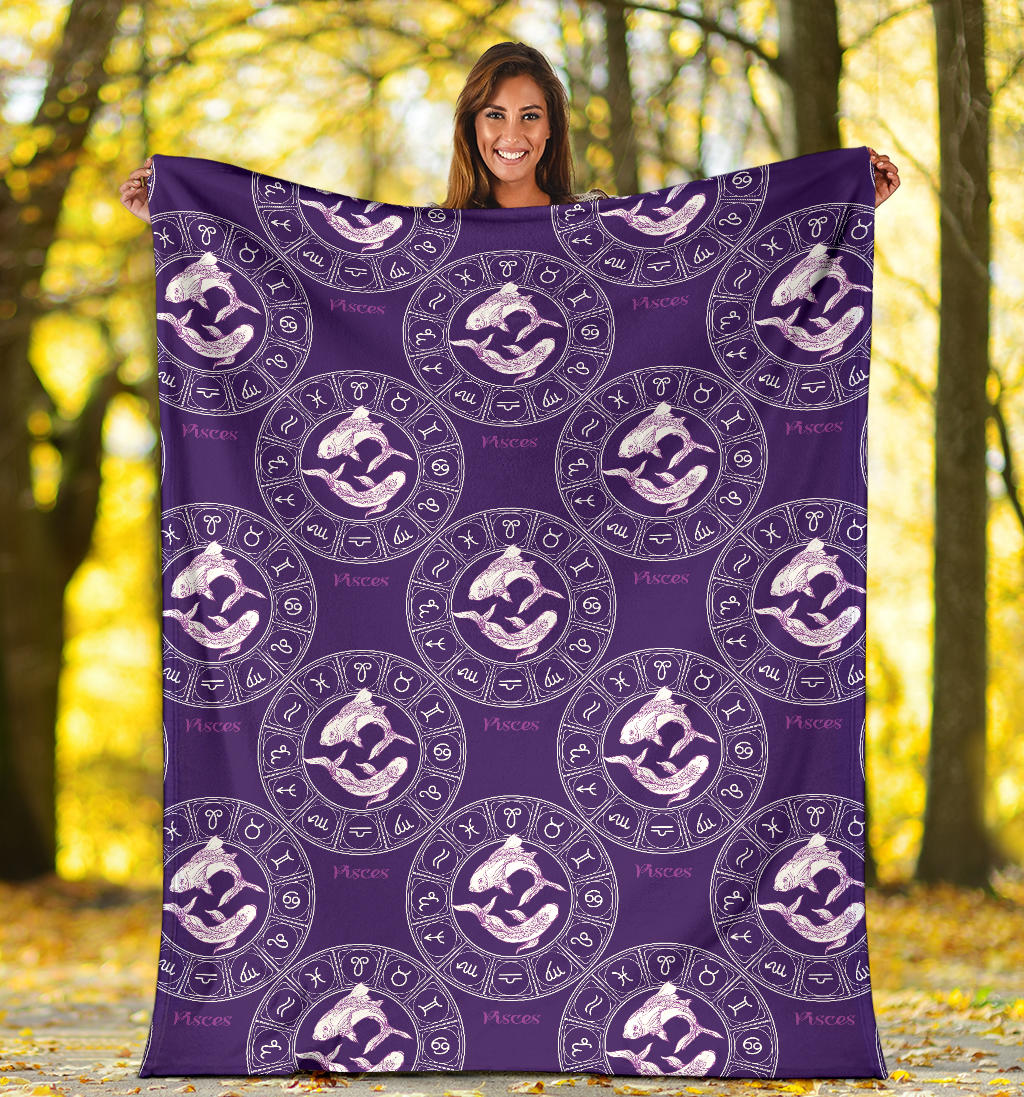 Pisces Pattern Print Design A02 Premium Blanket