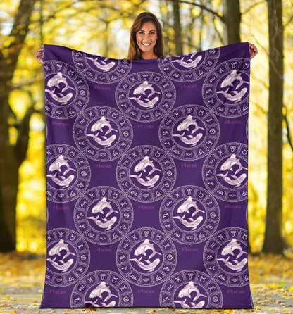 Pisces Pattern Print Design A02 Premium Blanket