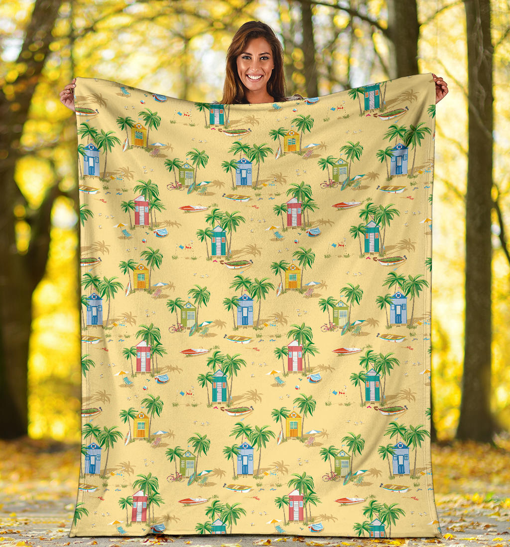 Beach Themed Pattern Print Design 01 Premium Blanket