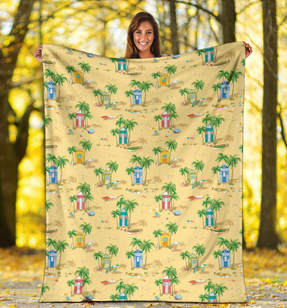 Beach Themed Pattern Print Design 01 Premium Blanket