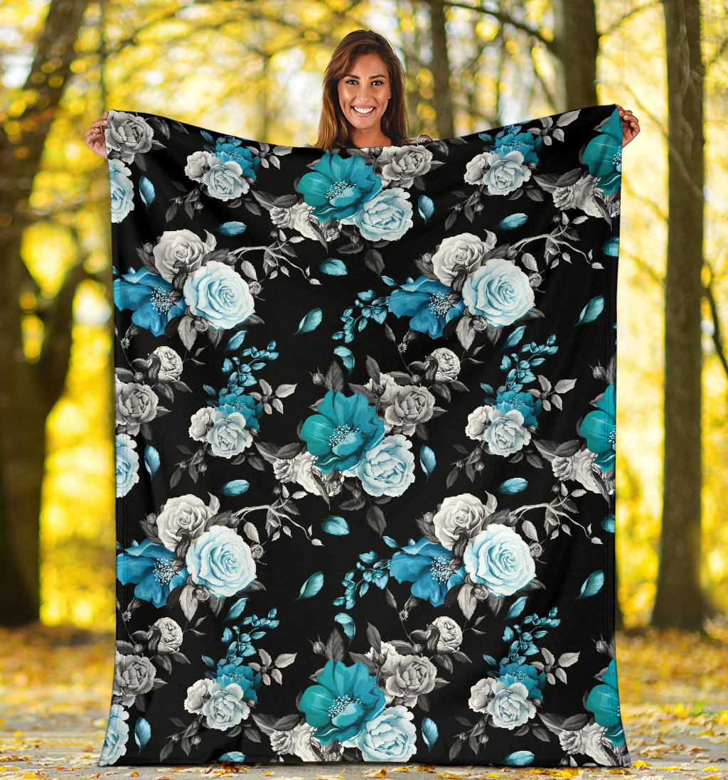 Rose Pattern Print Design A02 Premium Blanket