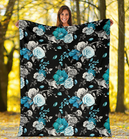 Rose Pattern Print Design A02 Premium Blanket