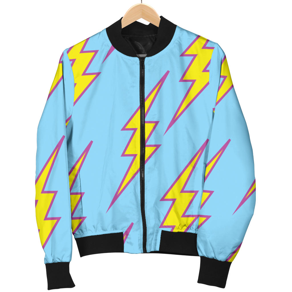 Lightning Thunder Pattern Print Design 02 Men Bomber Jacket