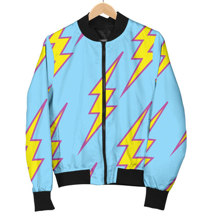 Lightning Thunder Pattern Print Design 02 Men Bomber Jacket