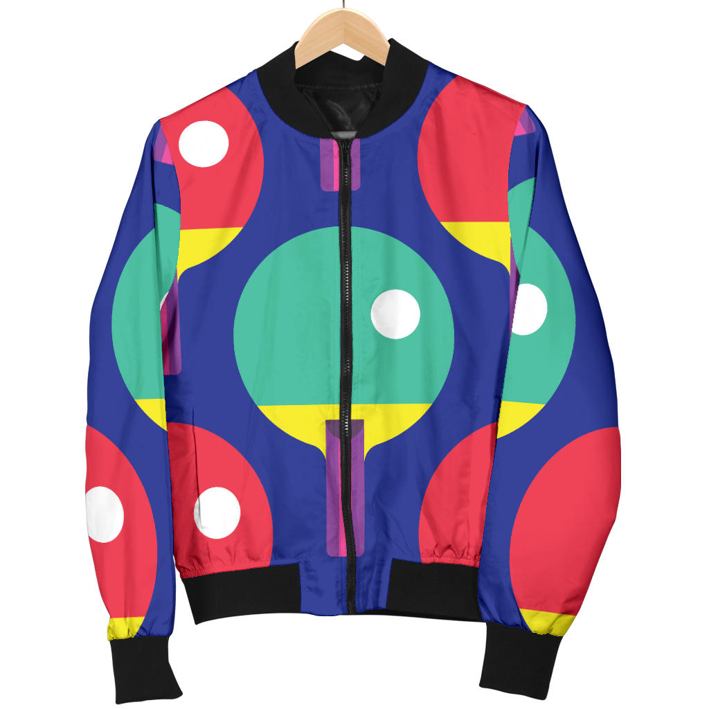 Ping Pong Pattern Print Design A03 Men Bomber Jacket