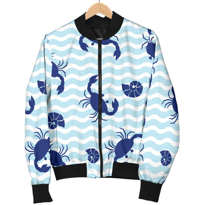 Crab Pattern Print Design 04 Men Bomber Jacket
