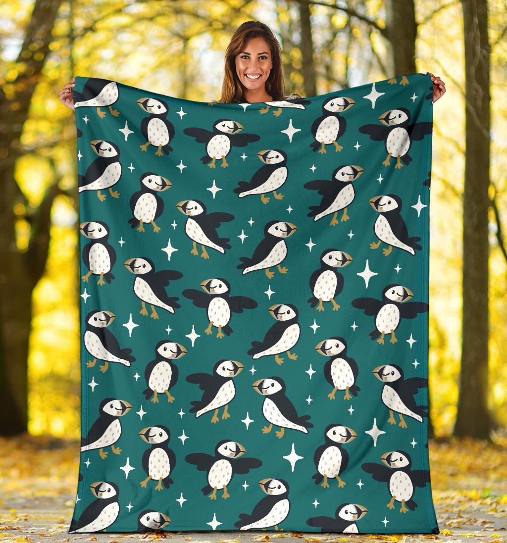 Puffin Pattern Print Design A05 Premium Blanket